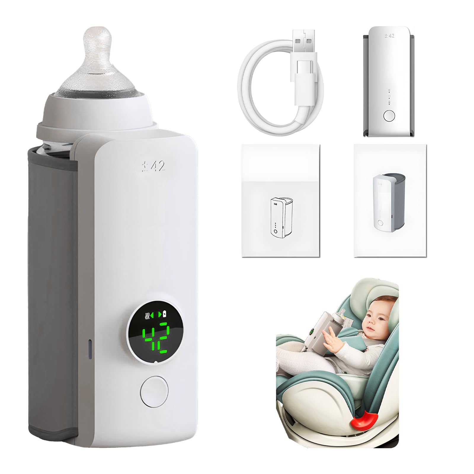 Baby Bottle Warmer Portable – USB Rechargeable Constant Heat